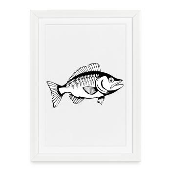 T-shirt Poisson Cadeau Angler - Affiche encadrée (27 × 37 cm) - blanc - Devant