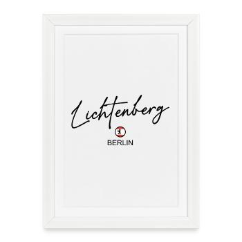 Lichtenberg - Berlin Flag - Berlin Bear - Framed poster (27 × 37 cm) - white - Front