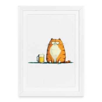Gueule de bois avec des lunettes de soleil et de la bière - Affiche encadrée (27 × 37 cm) - blanc - Devant