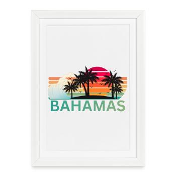 Bahamas Sunset Palm Silhouette - Framed poster (27 × 37 cm) - white - Front