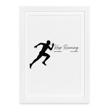 Keep Running Silhouette Sporty Flag France V3 - Framed poster (27 × 37 cm) - white - Front