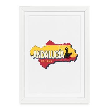 Souvenir flamenco vintage Andalousie Espagne - Affiche encadrée (27 × 37 cm) - blanc - Devant