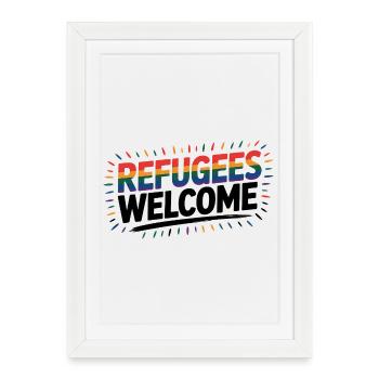 Accueil des réfugiés - Logo Cool Pride - Affiche encadrée (27 × 37 cm) - blanc - Devant