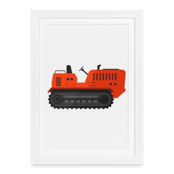 Tracteur à chenilles - Affiche encadrée (27 × 37 cm) - blanc - Devant