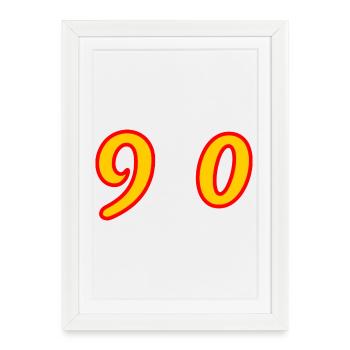 90. 90 ANS. 90e ANNIVERSAIRE. ANNIVERSAIRE 90 ANS. - Affiche encadrée (27 × 37 cm) - blanc - Devant