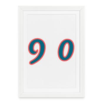 90. 90 YEARS. 90th ANNIVERSARY. 90 YEARS ANNIVERSARY. - Framed poster (27 × 37 cm) - white - Front