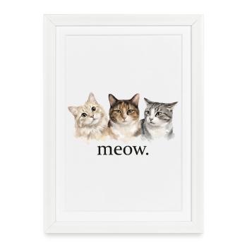 Cats meow funny cat lovers funny meow - Framed poster (27 × 37 cm) - white - Front