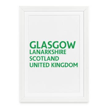 Glasgow – Scotland Textdesign - Framed poster (27 × 37 cm) - white - Front