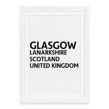 Glasgow – Scotland Textdesign - Framed poster (27 × 37 cm) - white - Front