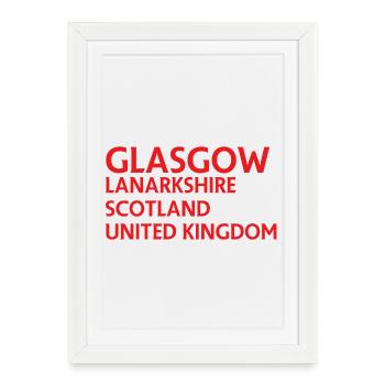 Glasgow – Scotland Textdesign - Framed poster (27 × 37 cm) - white - Front