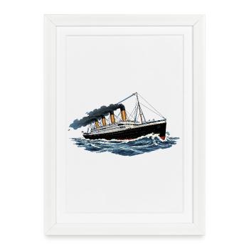 Titanic: Legendary ocean liner, stormy seas - Framed poster (27 × 37 cm) - white - Front