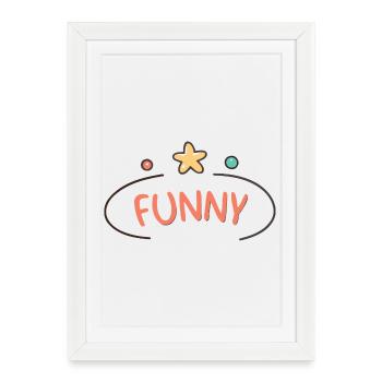 Lettrage Funny Étoile Ludique - Affiche encadrée (27 × 37 cm) - blanc - Devant