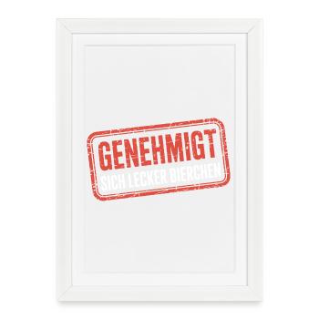 se permet de se faire plaisir bière alcoolisée bière de fête - Affiche encadrée (27 × 37 cm) - blanc - Devant