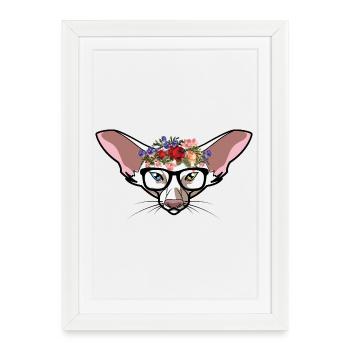 Oriental Shorthair Flower Crown Funny Cat Mom - Framed poster (27 × 37 cm) - white - Front