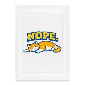 Non, chat endormi : design d’humeur paresseuse - Affiche encadrée (27 × 37 cm) - blanc - Devant