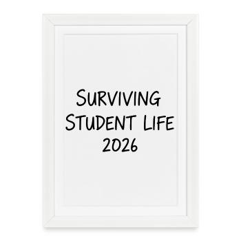 Survivre à la vie étudiante 2026 – motif drôle - Affiche encadrée (27 × 37 cm) - blanc - Devant