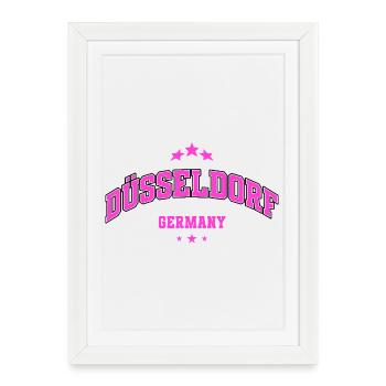 Dusseldorf Pink Arc Logo Tee - Framed poster (27 × 37 cm) - white - Front