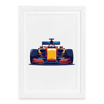 Voiture de course Vue avant Contraste de couleurs Sport automobile - Affiche encadrée (27 × 37 cm) - blanc - Devant