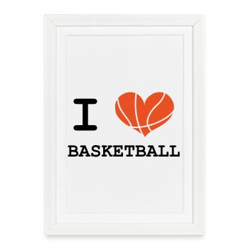 J'aime le basketball - Affiche encadrée (27 × 37 cm) - blanc - Devant