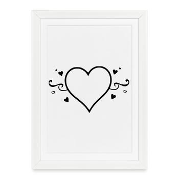 cœur noir cadeau saint valentin - Affiche encadrée (27 × 37 cm) - blanc - Devant