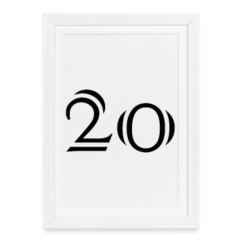 20. 20 ANS. 20e ANNIVERSAIRE. ANNIVERSAIRE 20 ANS. - Affiche encadrée (27 × 37 cm) - blanc - Devant