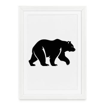 Ours en silhouette, minimalisme et sérénité - Affiche encadrée (27 × 37 cm) - blanc - Devant