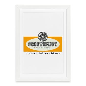 Scooterist Vintage Scooter Rider Racing - Affiche encadrée (27 × 37 cm) - blanc - Devant