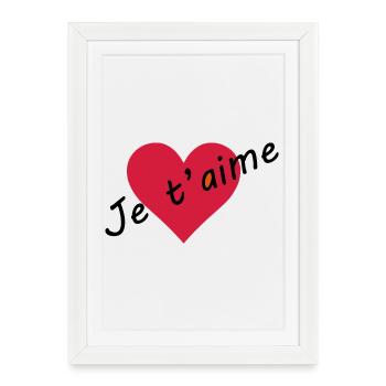 Cœur je t'aime  - Affiche encadrée (27 × 37 cm) - blanc - Devant