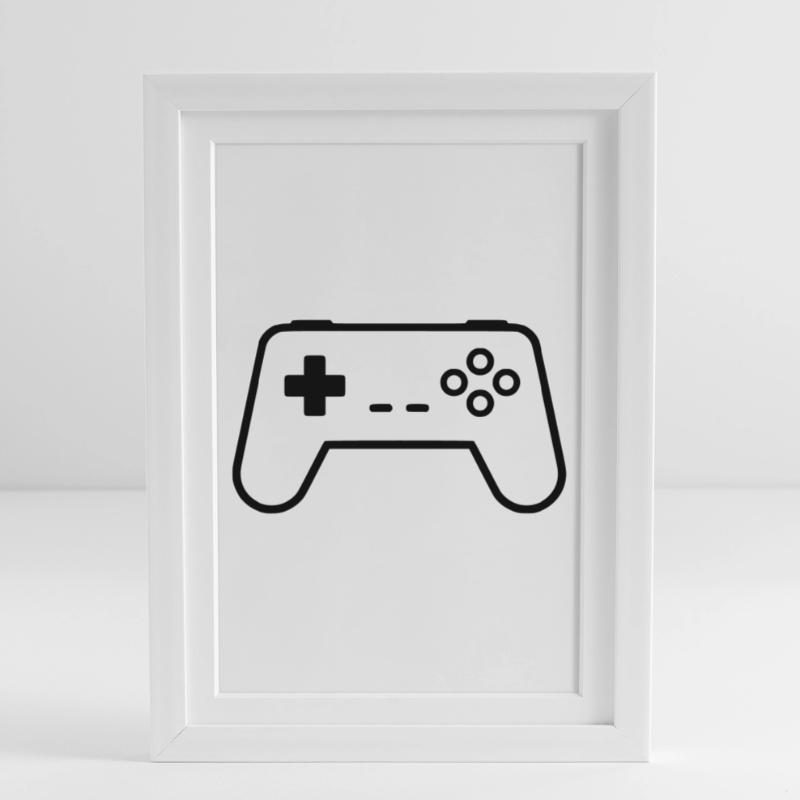 Gamepad Controller Outline Gaming Vector Framed poster (27 × 37 cm)