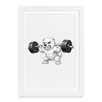 Entraînement de musculation Cute Bear Polar Bear - Affiche encadrée (27 × 37 cm) - blanc - Devant