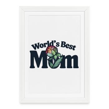 Emblème floral de la meilleure maman au monde - Affiche encadrée (27 × 37 cm) - blanc - Devant