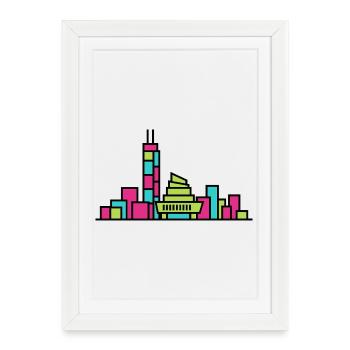 Hamilton City Skyline Industry Line Art - Framed poster (27 × 37 cm) - white - Front