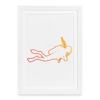 Motif de plongée amusant - Affiche encadrée (27 × 37 cm) - blanc - Devant