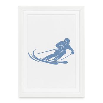 Minimalist Skier Silhouette Skiing - Framed poster (27 × 37 cm) - white - Front