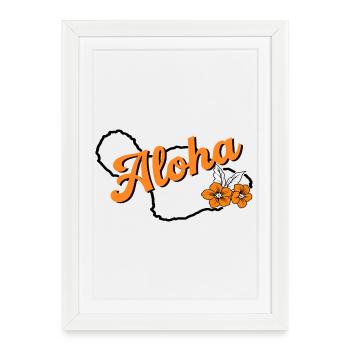 Maui Aloha, Chemise de l’Île Tropicale - Affiche encadrée (27 × 37 cm) - blanc - Devant