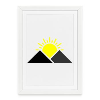 Paysage des montagnes Sun - Affiche encadrée (27 × 37 cm) - blanc - Devant