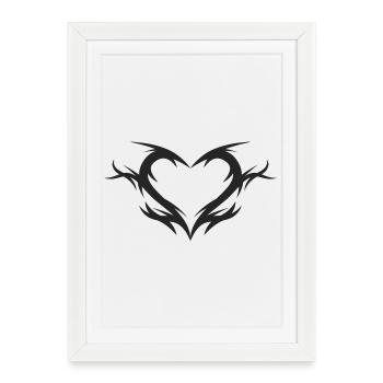 tribal coeur - Affiche encadrée (27 × 37 cm) - blanc - Devant