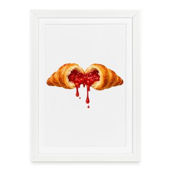 Croissant farci avec illustration de garniture aux fruits - Affiche encadrée (27 × 37 cm) - blanc - Devant