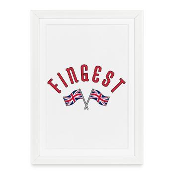 Fingest Bannières de l’Union Jack croisées - Affiche encadrée (27 × 37 cm) - blanc - Devant
