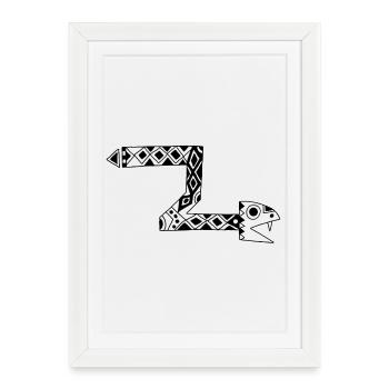 Serpent totem noir - Affiche encadrée (27 × 37 cm) - blanc - Devant