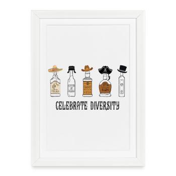 Célébrez la diversité – Drôle de design humoristique de bar - Affiche encadrée (27 × 37 cm) - blanc - Devant