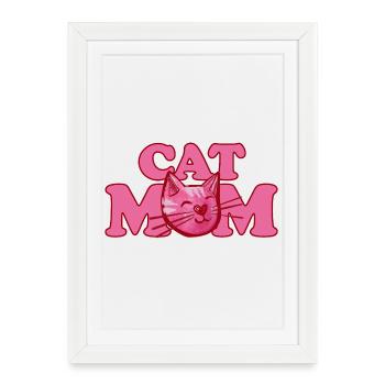 Cat Mom Bold Pink Graphic - Framed poster (27 × 37 cm) - white - Front
