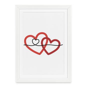 Connected in love – curved hearts - Framed poster (27 × 37 cm) - white - Front
