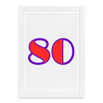 80. 80 ANS. 80e ANNIVERSAIRE. ANNIVERSAIRE 80 ANS. - Affiche encadrée (27 × 37 cm) - blanc - Devant