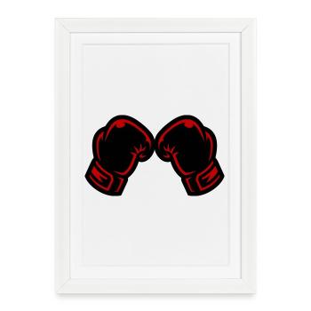 Logo de l’icône des gants de boxe - Affiche encadrée (27 × 37 cm) - blanc - Devant