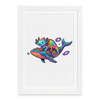 Galactic Gecko Rainbow Chameleon Space Travel - Framed poster (27 × 37 cm) - white - Front