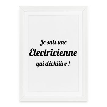 Électricienne Qui Déchire : La Pro du Câblage - Affiche encadrée (27 × 37 cm) - blanc - Devant