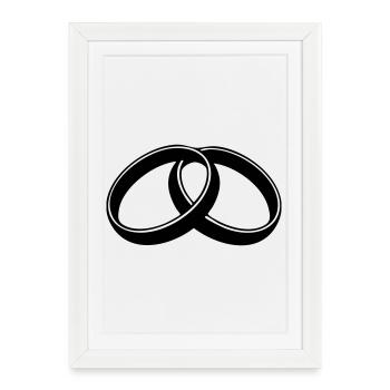 Bagues de mariage – Minimaliste noir et blanc - Affiche encadrée (27 × 37 cm) - blanc - Devant