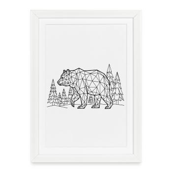 Bear Silhouette Pine Forest Grizzly - Framed poster (27 × 37 cm) - white - Front