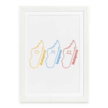 Géographie Géographe Drôle Gladagascar Sadagascar - Affiche encadrée (27 × 37 cm) - blanc - Devant